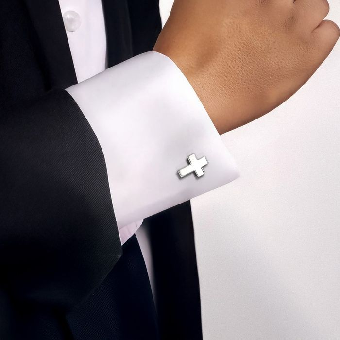 925 Sterling Silver Cross Cuff Links