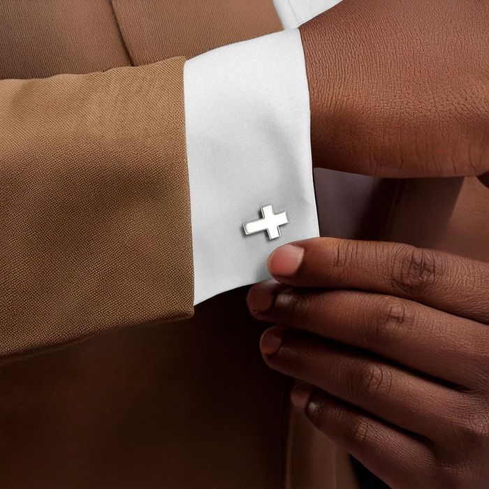 925 Sterling Silver Cross Cuff Links