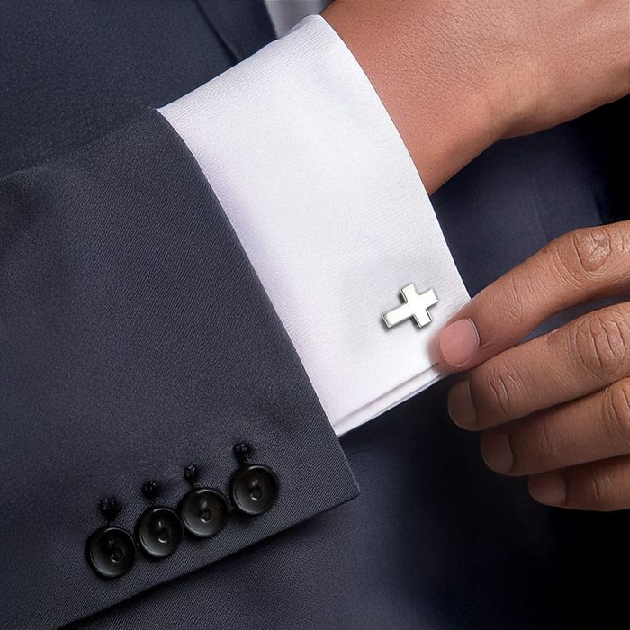 925 Sterling Silver Cross Cuff Links