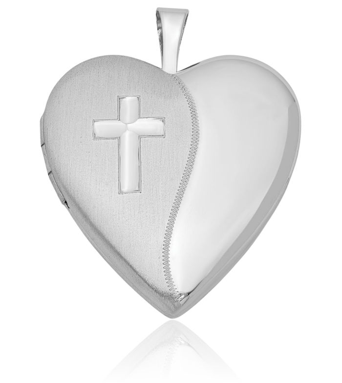 925 Sterling Silver Holy Cross Heart Personalized Photo Locket Necklace Religious Chain Pendant Jesus Christ Charm