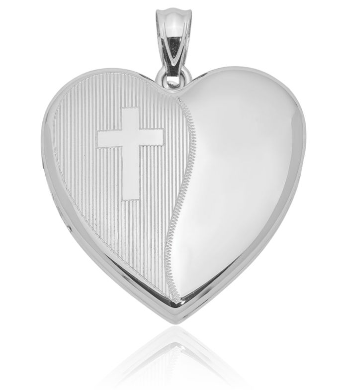 925 Sterling Silver Holy Cross Heart Personalized Photo Locket Necklace Religious Chain Pendant Jesus Christ Charm