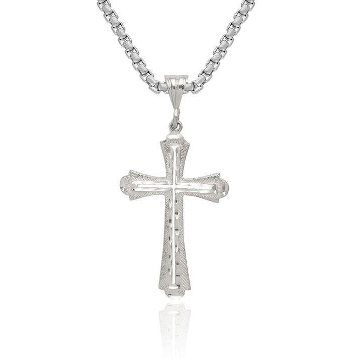 925 Sterling Silver Latin Mexican Holy Cross Necklace Religious Chain Pendant Jesus Christ Charm