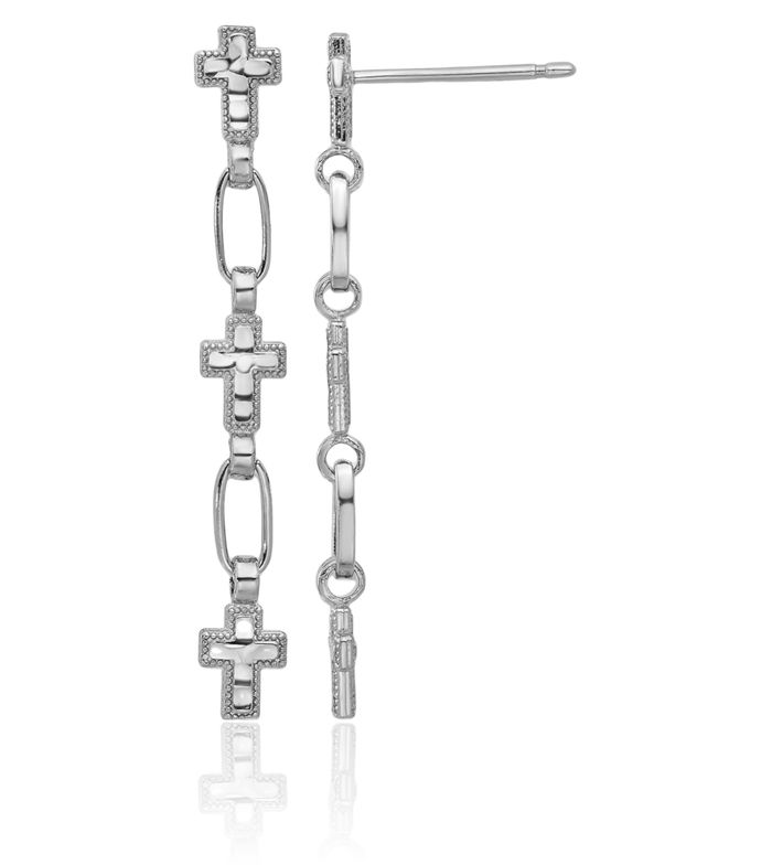 925 Sterling Silver Holy Cross Post Christian Religious Drop Dangle Earrings