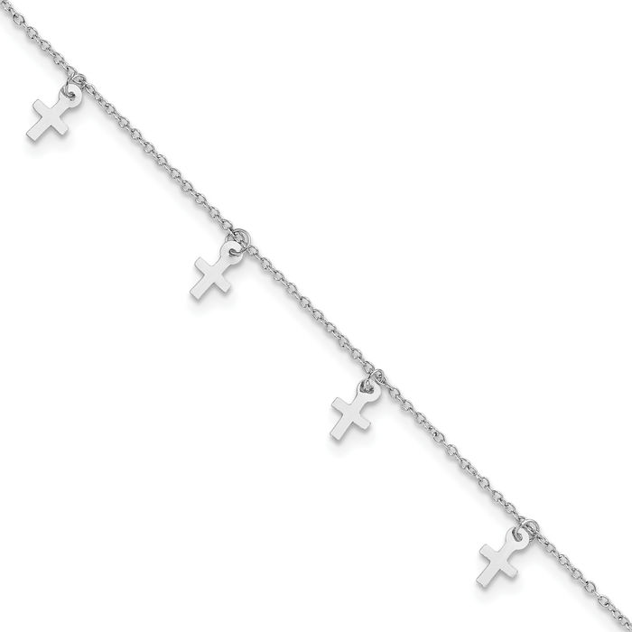 925 Sterling Silver Holy Cross Anklet Religious Summer Beach Foot Ankle Bracelet