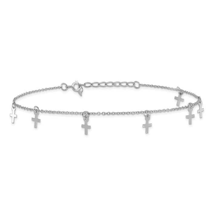 925 Sterling Silver Holy Cross Anklet Religious Summer Beach Foot Ankle Bracelet