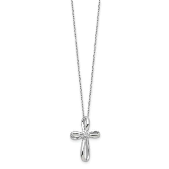 925 Sterling Silver Holy Cross Diamond Chain Necklace