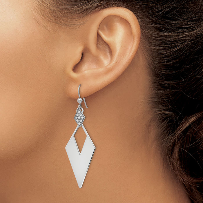 925 Sterling Silver Rhinestone Crystals Drop Dangle Earrings