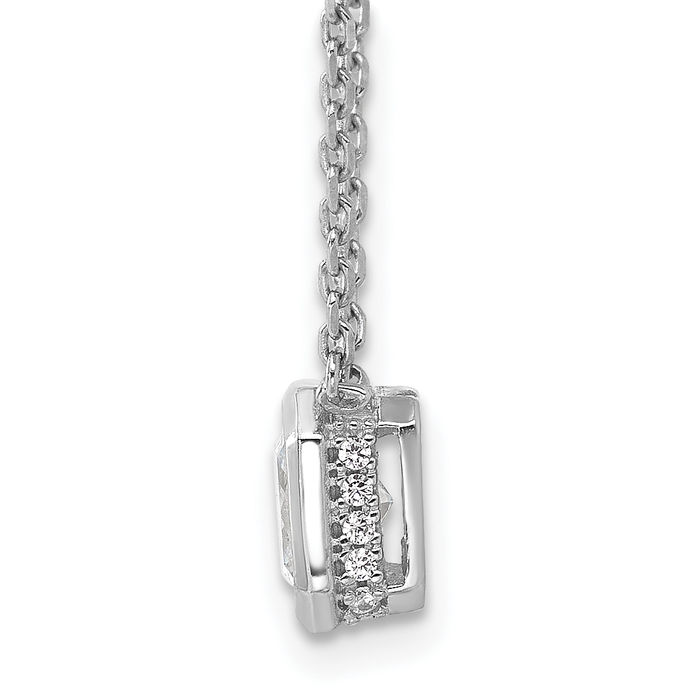 925 Sterling Silver Cubic Zirconia CZ Square Chain Necklace