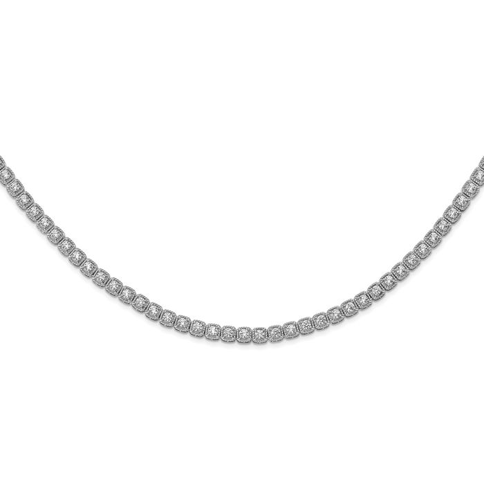 925 Sterling Silver Cubic Zirconia CZ Riviera Chain Necklace