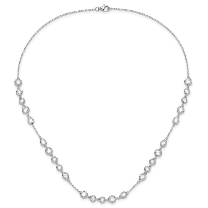 925 Sterling Silver Cubic Zirconia CZ Necklace Chain