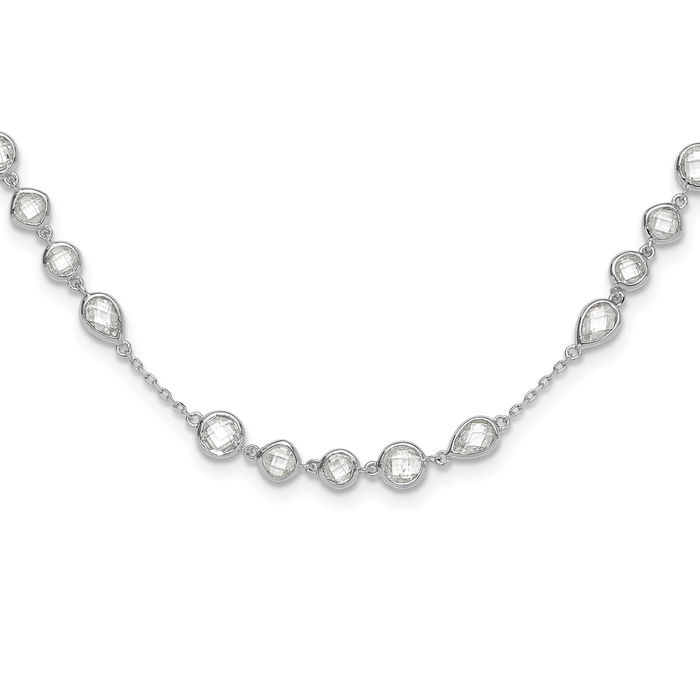 925 Sterling Silver Cubic Zirconia CZ Necklace Chain