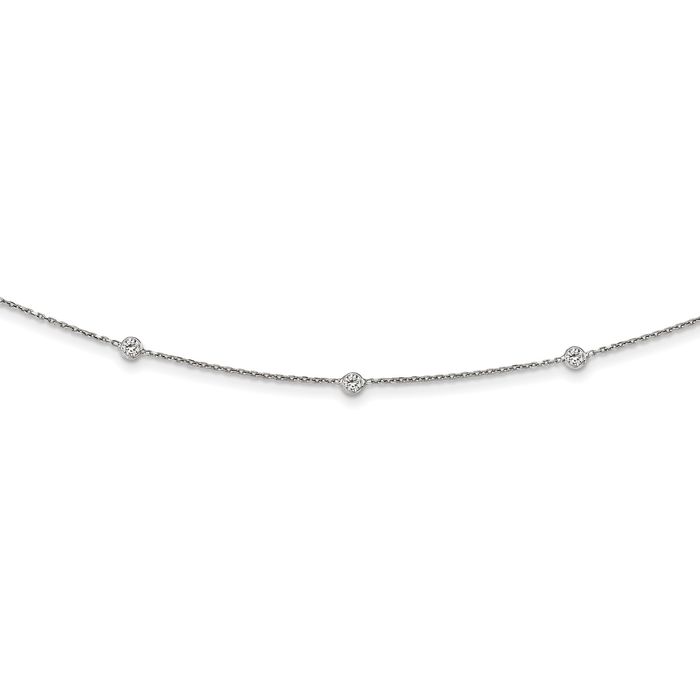 925 Sterling Silver Cubic Zirconia CZ Neck Collar Neckwire Chain Cuff Choker Necklace