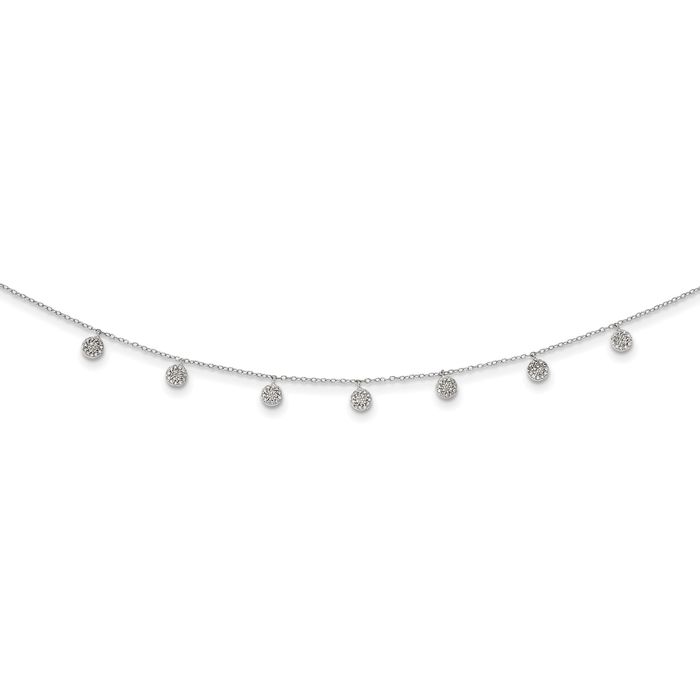 925 Sterling Silver Cubic Zirconia CZ Neck Collar Neckwire Chain Cuff Choker Necklace