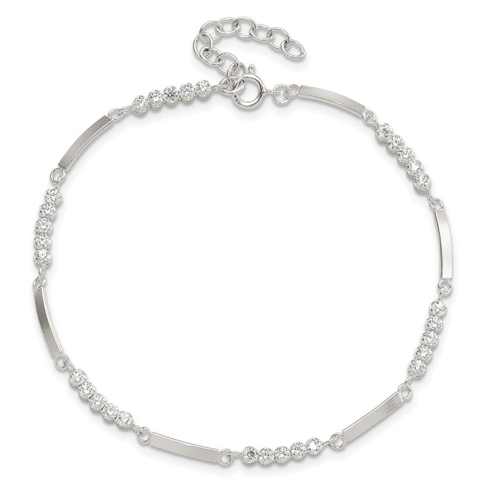 925 Sterling Silver Cubic Zirconia CZ Chain Bracelet