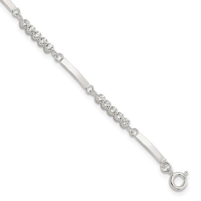 925 Sterling Silver Cubic Zirconia CZ Chain Bracelet