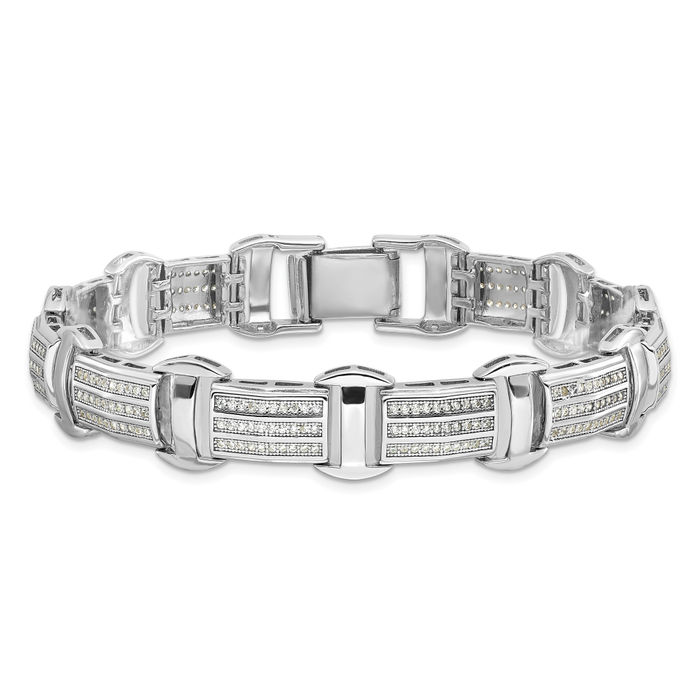 925 Sterling Silver CZ Link Chain Bracelet | eBay