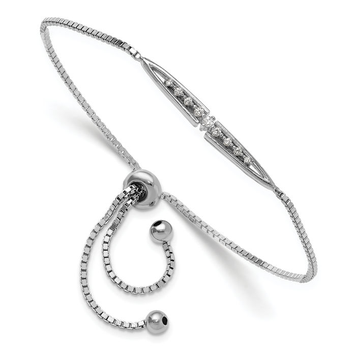 Sterling Silver CZ Adjustable Bolo Bracelet