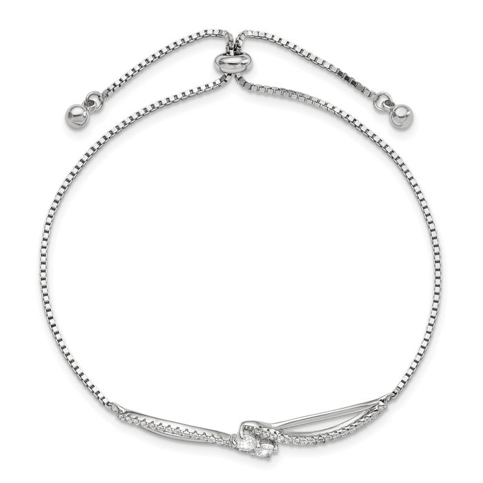 925 Sterling Silver Cubic Zirconia CZ Adjustable Wrap Bracelet