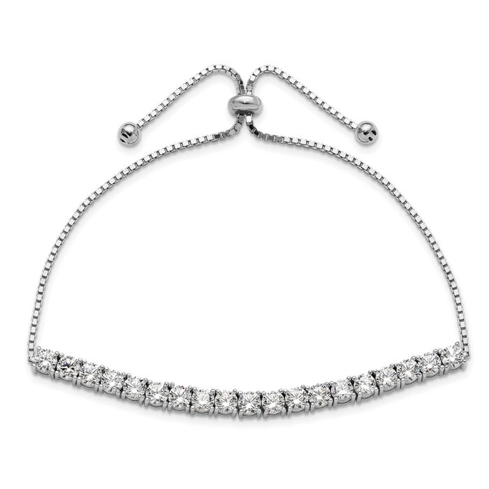 925 Sterling Silver Cubic Zirconia CZ Adjustable Tennis Bracelet