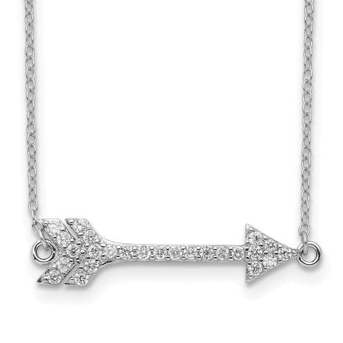 925 Sterling Silver Cubic Zirconia CZ Arrow Necklace Chain