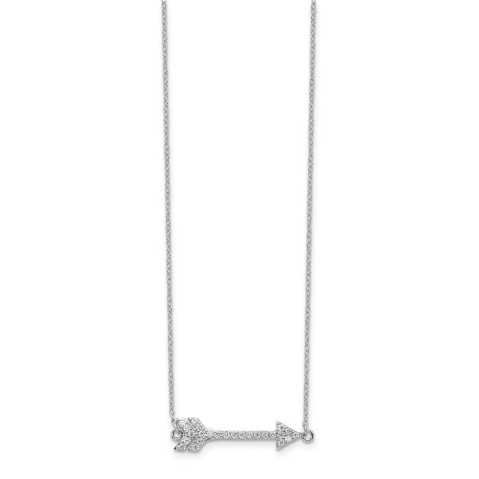 925 Sterling Silver Cubic Zirconia CZ Arrow Necklace Chain