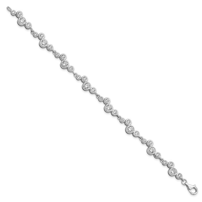 925 Sterling Silver Cubic Zirconia CZ Chain Bracelet