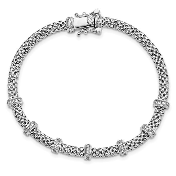 925 Sterling Silver Cubic Zirconia CZ Chain Bracelet