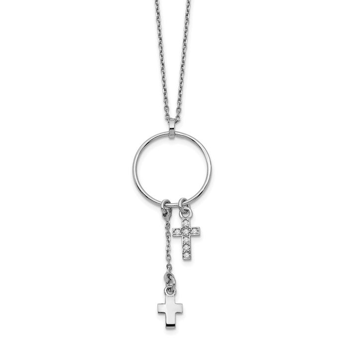 925 Sterling Silver Cubic Zirconia CZ Holy Cross Chain Necklace