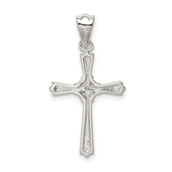 925 Sterling Silver Cubic Zirconia CZ Holy Cross Necklace Religious Chain Pendant Jesus Christ Charm