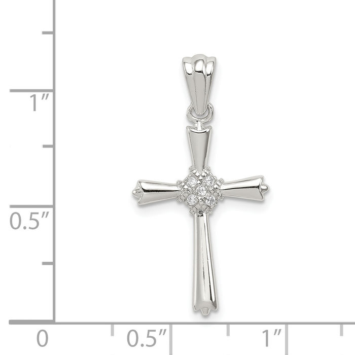 925 Sterling Silver Cubic Zirconia CZ Holy Cross Necklace Religious Chain Pendant Jesus Christ Charm