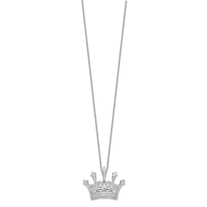 925 Sterling Silver Cubic Zirconia CZ Crown Necklace Chain