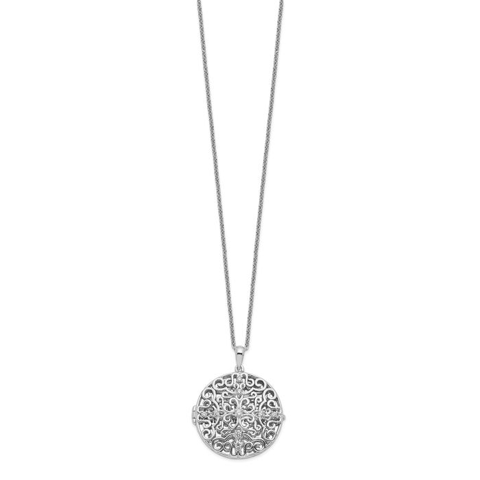 925 Sterling Silver Cubic Zirconia CZ Vintage Do Not Let Anyone Dull Chain Locket Necklace