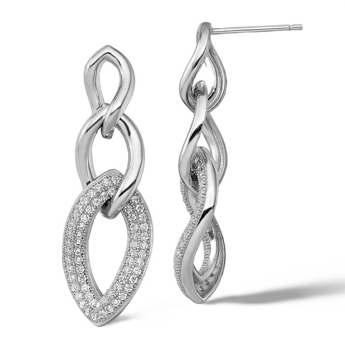 925 Sterling Silver Cubic Zirconia CZ Drop Dangle Earrings