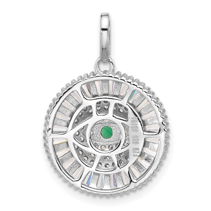 925 Sterling Silver Cubic Zirconia CZ Hamsa Hand of Fatima Evil Eye Protection Good Luck Necklace Chain Pendant Charm