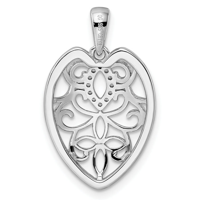 925 Sterling Silver Cubic Zirconia CZ Antique Filigree Leaf Necklace Chain Pendant Charm