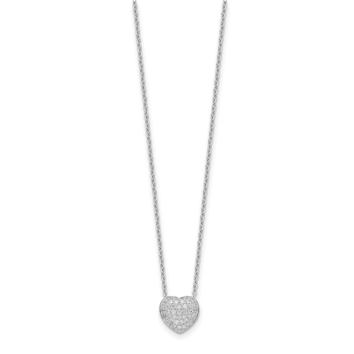 925 Sterling Silver Cubic Zirconia CZ Heart Necklace Love Pendant Friendship Charm Chain