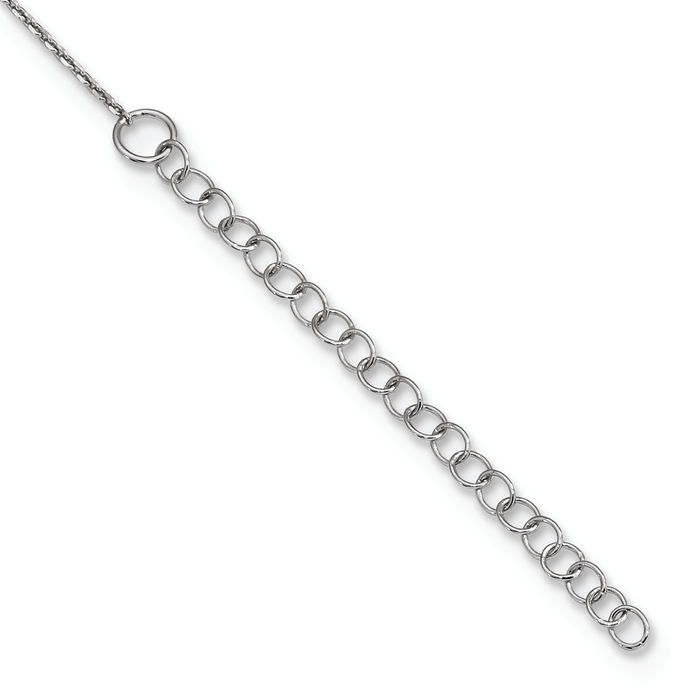 925 Sterling Silver Cubic Zirconia CZ Heart Bar Chain Necklace