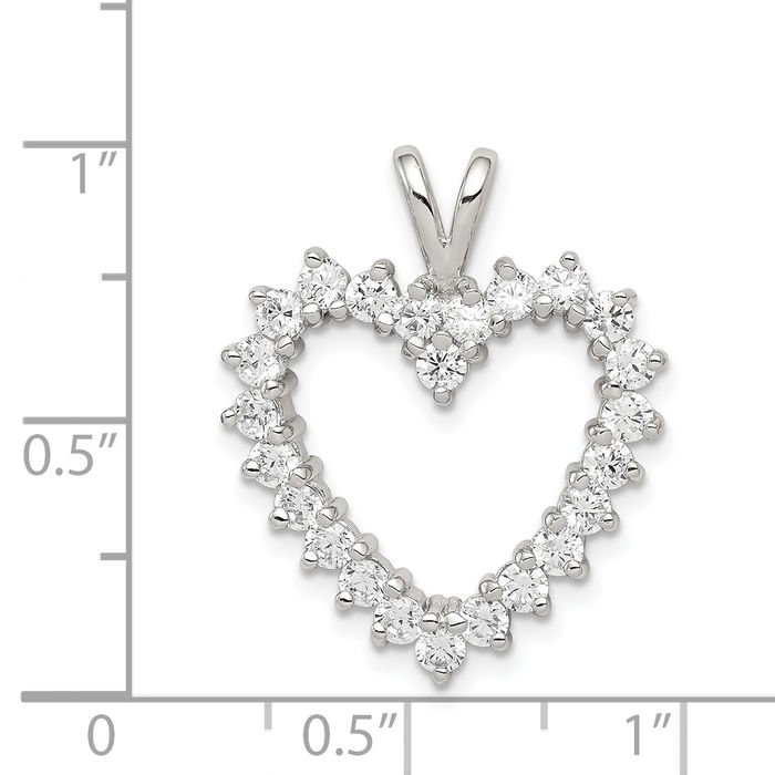 925 Sterling Silver Cubic Zirconia CZ Heart Necklace Love Pendant Charm