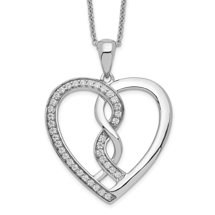 Joined Hearts Necklace Pendant 925 Sterling authentic Silver