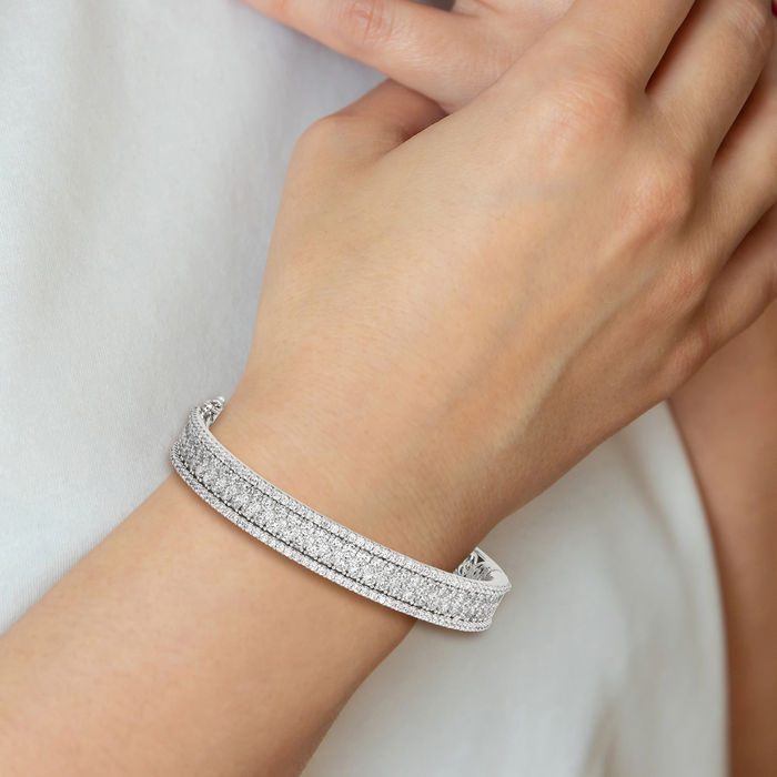 925 Sterling Silver Cubic Zirconia CZ Bangle Bracelet