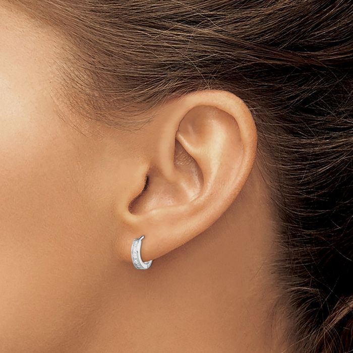 925 Sterling Silver Cubic Zirconia CZ Huggie Mini Hoop Earrings
