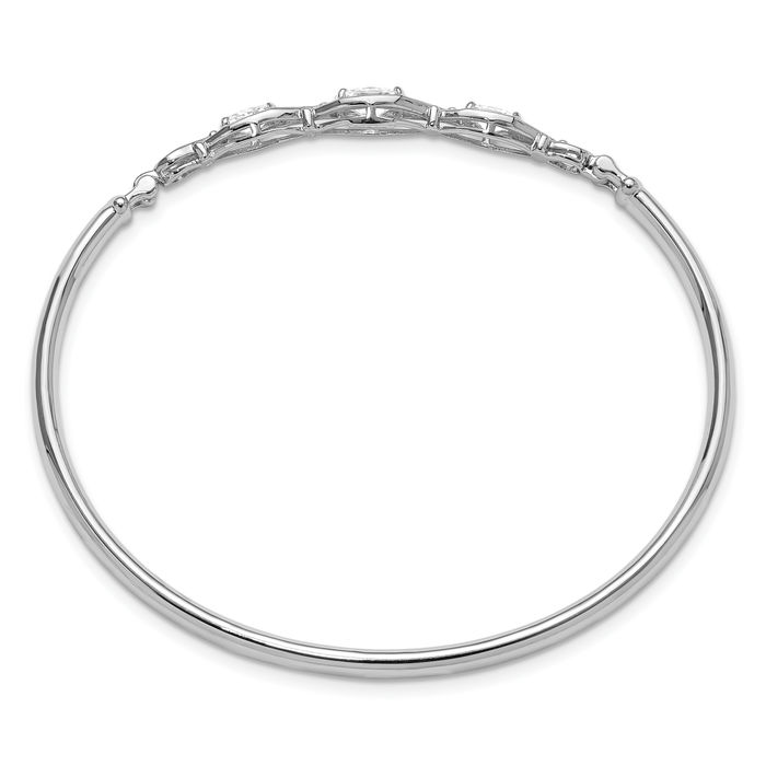 925 Sterling Silver CZ Hook Closure Bangle Bracelet | eBay
