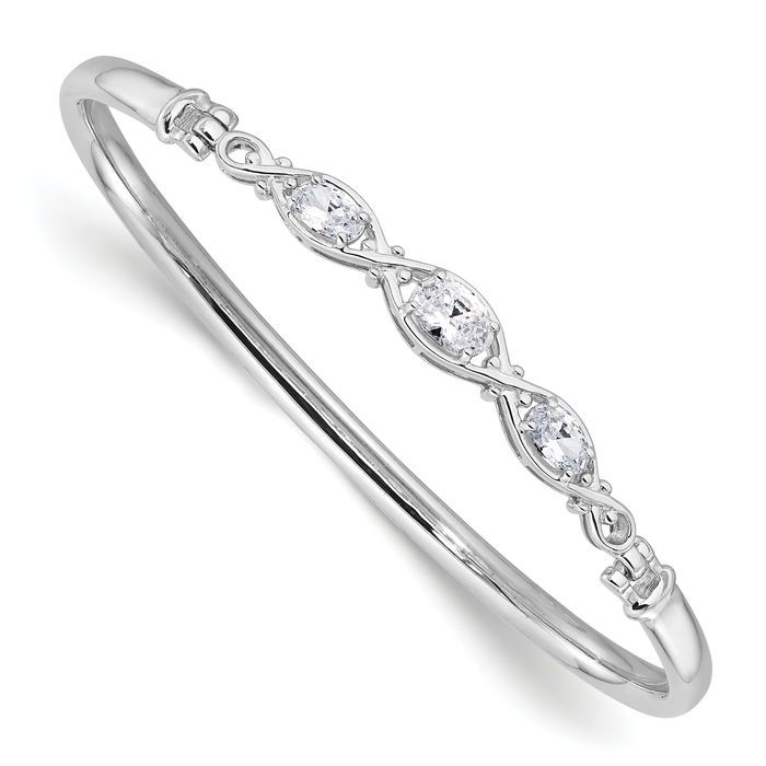925 Sterling Silver CZ Hook Closure Bangle Bracelet | eBay