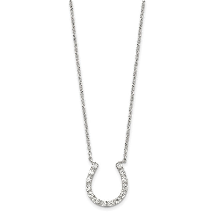 Horseshoe Good Luck CZ Cubic Zirconia Sterling Silver Necklace Horseshoe Good Luck CZ Cubic Zirconia Sterling Silver Necklace