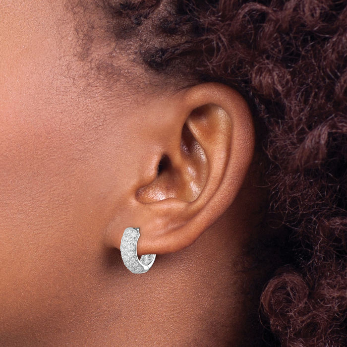 925 Sterling Silver Cubic Zirconia CZ Small Hoop Earrings