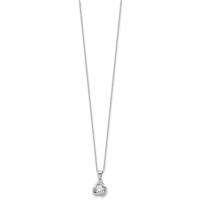 925 Sterling Silver Cubic Zirconia CZ Love Knot Necklace Chain