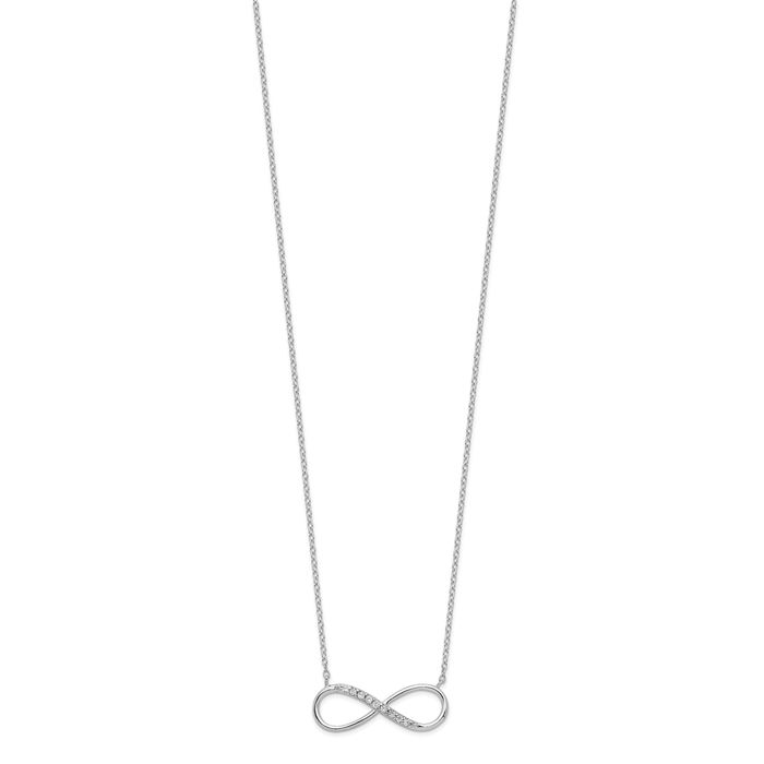 925 Sterling Silver Cubic Zirconia CZ Infinity Twisted Love Knot Symbol Necklace Chain