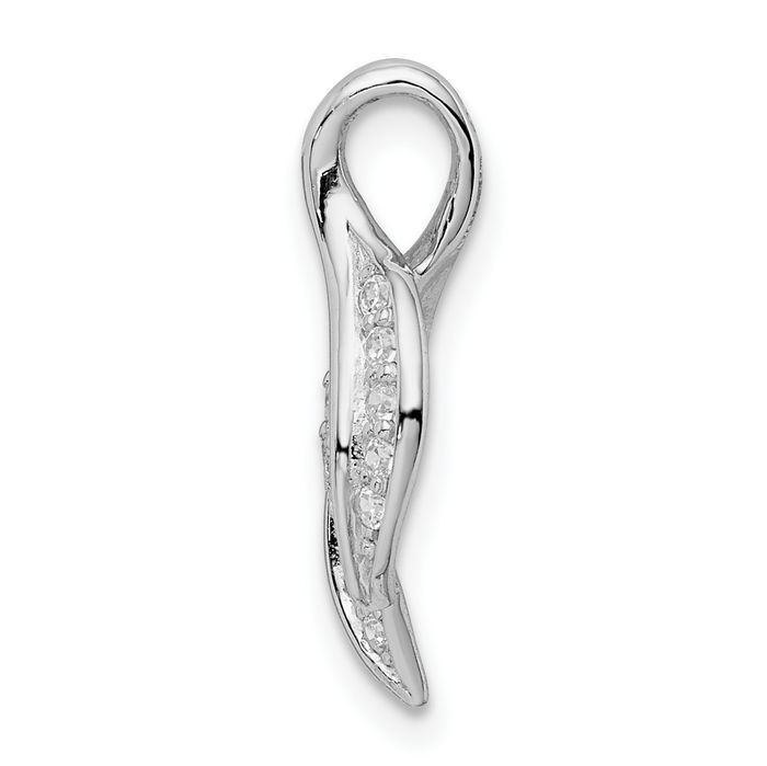 925 Sterling Silver Cubic Zirconia CZ Leaf Slide Necklace Chain Pendant Charm