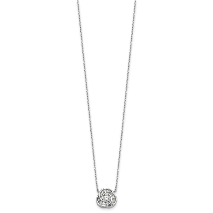 925 Sterling Silver Cubic Zirconia CZ Love Knot Necklace Chain