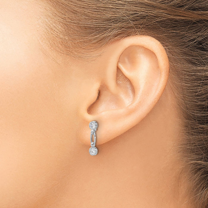 925 Sterling Silver Cubic Zirconia CZ Post Drop Dangle Earrings